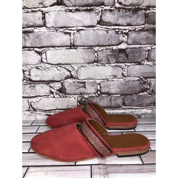 RoHo Red Suede Leather Slip On Beaded Strap Mules Shoes Women’s Sz 43EU/12M US - Picture 13 of 16